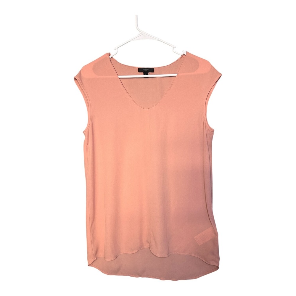 J.Crew Women's Size 4 Orange Peach Sleeveless V‑Neck Blouse Sheer Lightweight